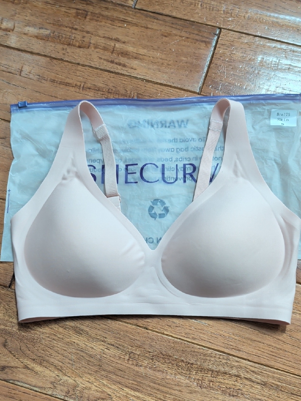 Shecurve Seamless Deep V Push-Up Wireless Light Pink T-Shirt Bra